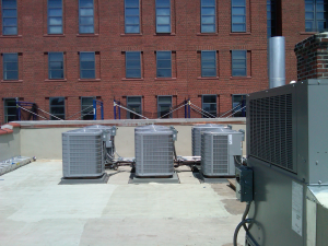 Before - No privacy from neighbors Before West Village Roof garden 1