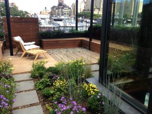 Design by Nina Kramer ASLA: Rooftop sundeck with meadow & solar pergola ASLA: Rooftop sundeck